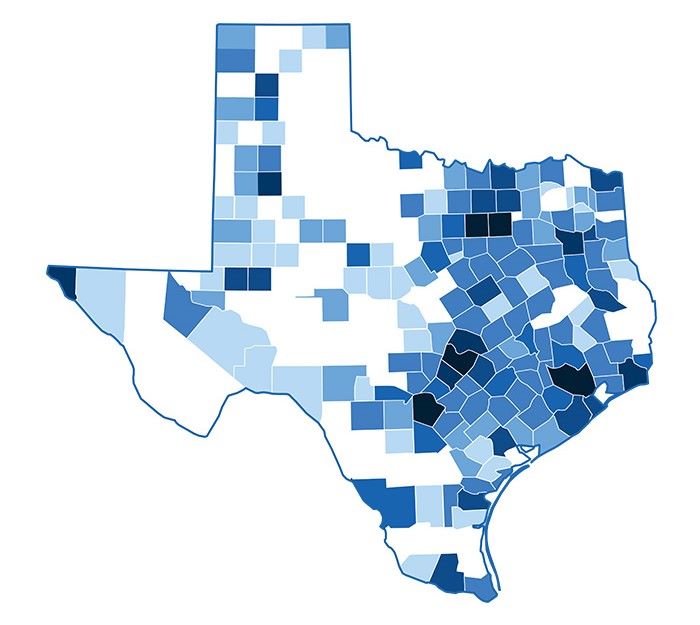 Texas mutual giving map