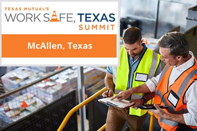 Construction workers with Safety Summit logo