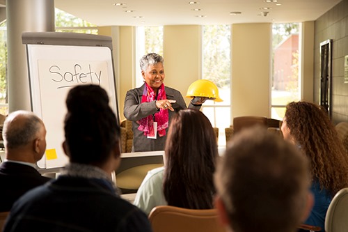 Safety presenter teaching class