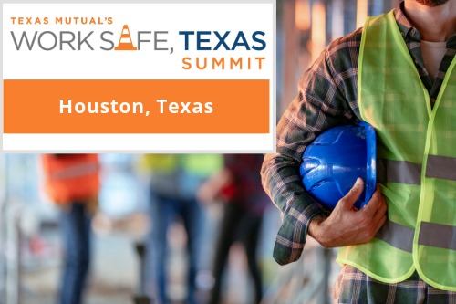 Worker with Houston Summit logo